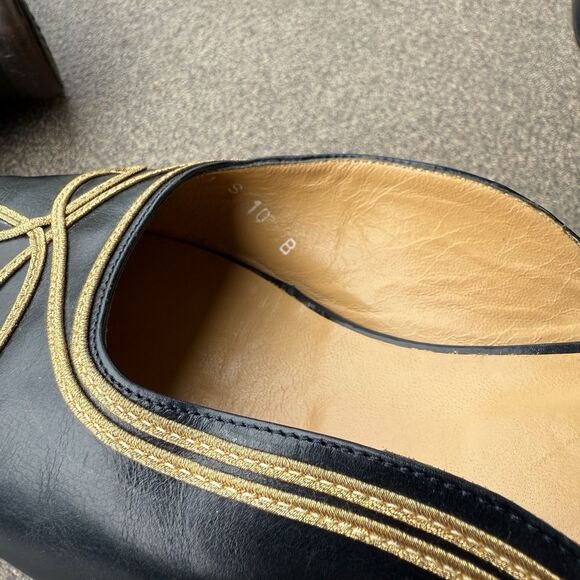 RALPH LAUREN 80’s Navy Blue Leather Military Nautical Mules Loafers 10B ITALY! - Picture 6 of 8